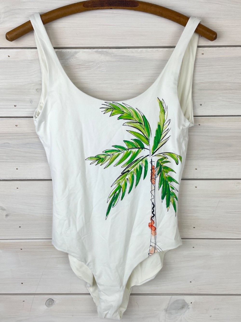 Onia White Palms Kelly One Piece Swim Suit Womens Size Large - NWT